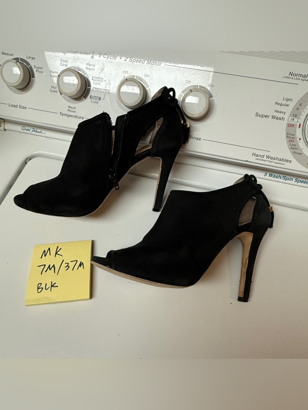 Michael Kors Black Suede Open-Toe Stiletto Booties with Cutout Heel 7M